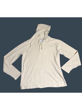 Denim & Flower Ricky Singh Hoodie Shirt Mens S Henley Beige Lightweight Pullover
